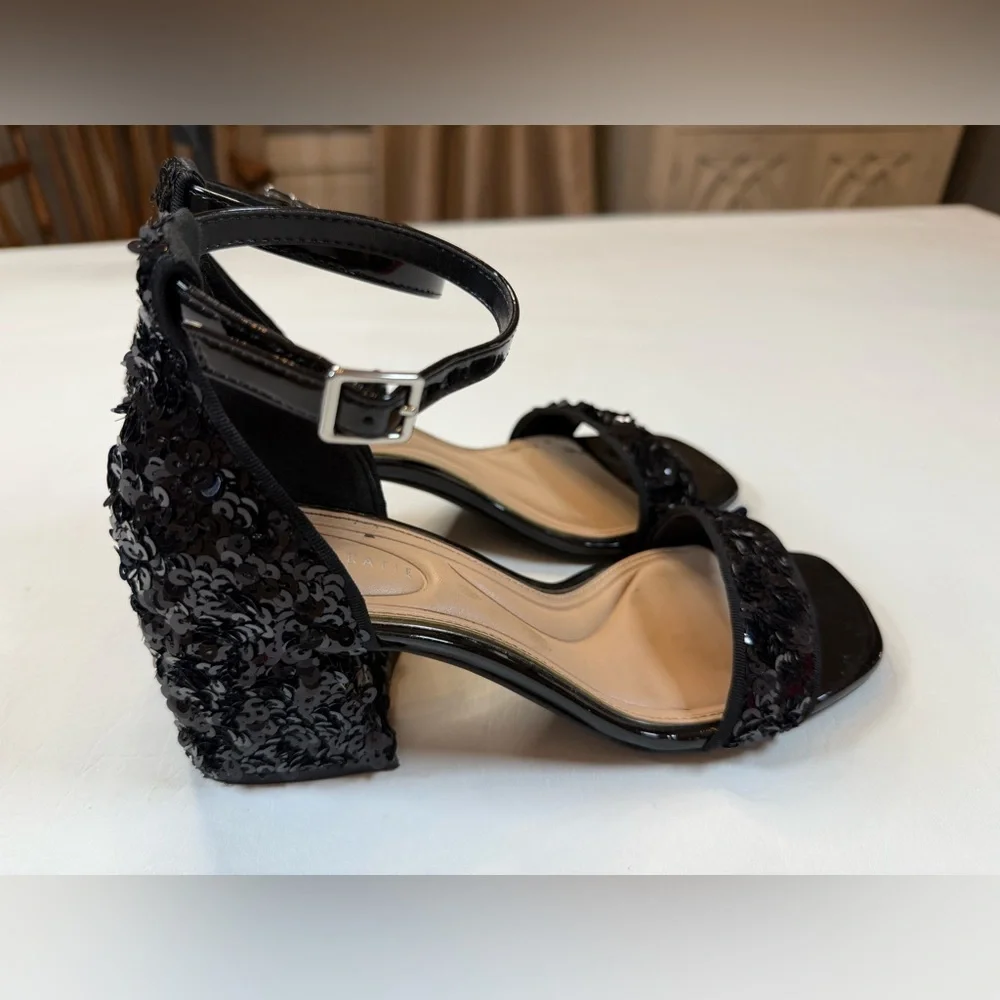 Kelly and Katie black sequin block heels size 7 prom party - Picture 7 of 9